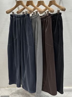 韩国男装代购线条切割拼接小众cozyfit水洗色阔腿可束脚休闲卫裤