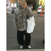 MRDONG韩国代购 毛呢外套重工立体剪裁保暖感 男装 双面呢牛角扣短款