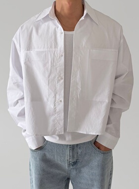 MRDONG韩国代购男装26SS菲比克鲁普短款长袖衬衫气质小众设计感