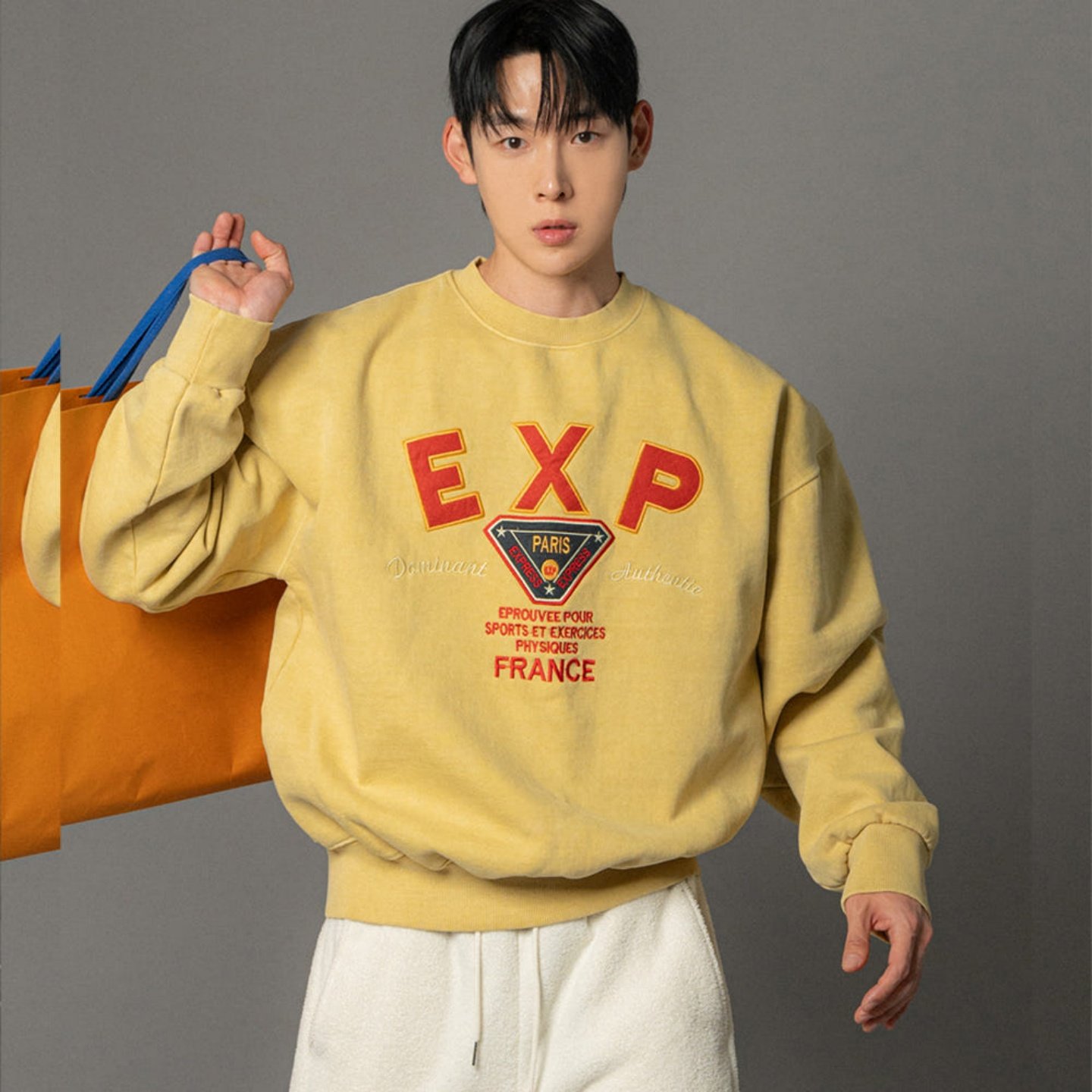 韩国男装代购直播福利秒杀MOOD重工抓绒水洗刺绣百货级圆领卫衣,男装,卫衣,淘宝优惠券,粉丝福利购,淘宝优惠卷