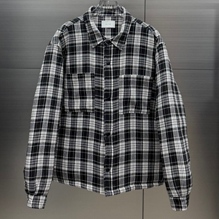 韩国代购男装直播福利秒杀ALIVE格纹设计师棉服高品夹克衬衫外套