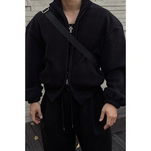 MRDONG韩国代购男装立领拉链抓绒夹克宽松廓形保暖外套冬季厚实款