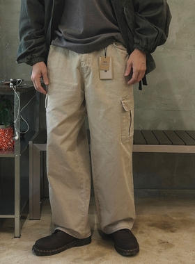 MRDONG韩国男装代购DUDE高档生物水洗半松紧工装设计师直筒休闲裤