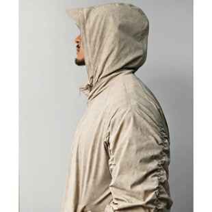 MRDONG韩国代购 own春新垂感做旧抽褶连帽防风夹克外套男宽松 男装