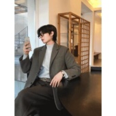 复古秋冬西装 MRDONG韩国代购 男装 风羊毛外套宽松轻熟廓形轻奢高品