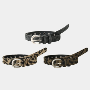 MRDONG韩国代购男装豹纹金属扣眼复古皮带秋季小众气质重工设计感