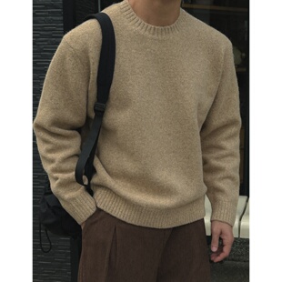 MRDONG韩国男装代购LAINE高品美利奴羊毛14色圆领混色针织衫毛衣