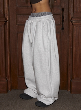 MRDONG韩国代购男女潮牌春季慵懒风侧拼接重工阔腿可束脚休闲卫裤