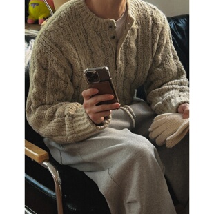 MRDONG韩国代购男装阿尔戈扭花粗针厚实秋冬百搭保暖针织毛衣潮感