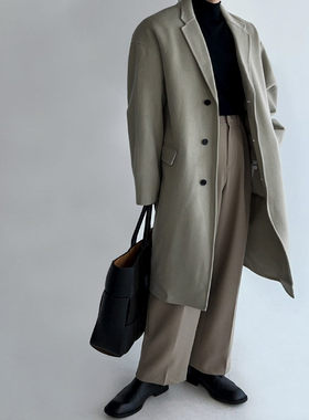 福利秒杀韩国男装代购SLOWER双面呢羊毛手工百货高档长款大衣外套