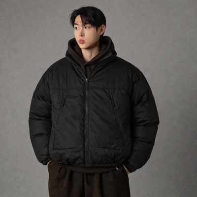 韩国代购男装直播福利秒杀saii重工设计师立领蓬松拉链棉服外套