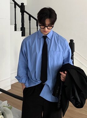 MRDONG韩国代购男装诺马德清爽长袖衬衫春夏廓形高密棉挺括小众款