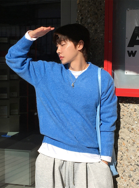 MRDONG韩国男装代购cozyfit简约气质V领混羊毛短款10色针织衫毛衣