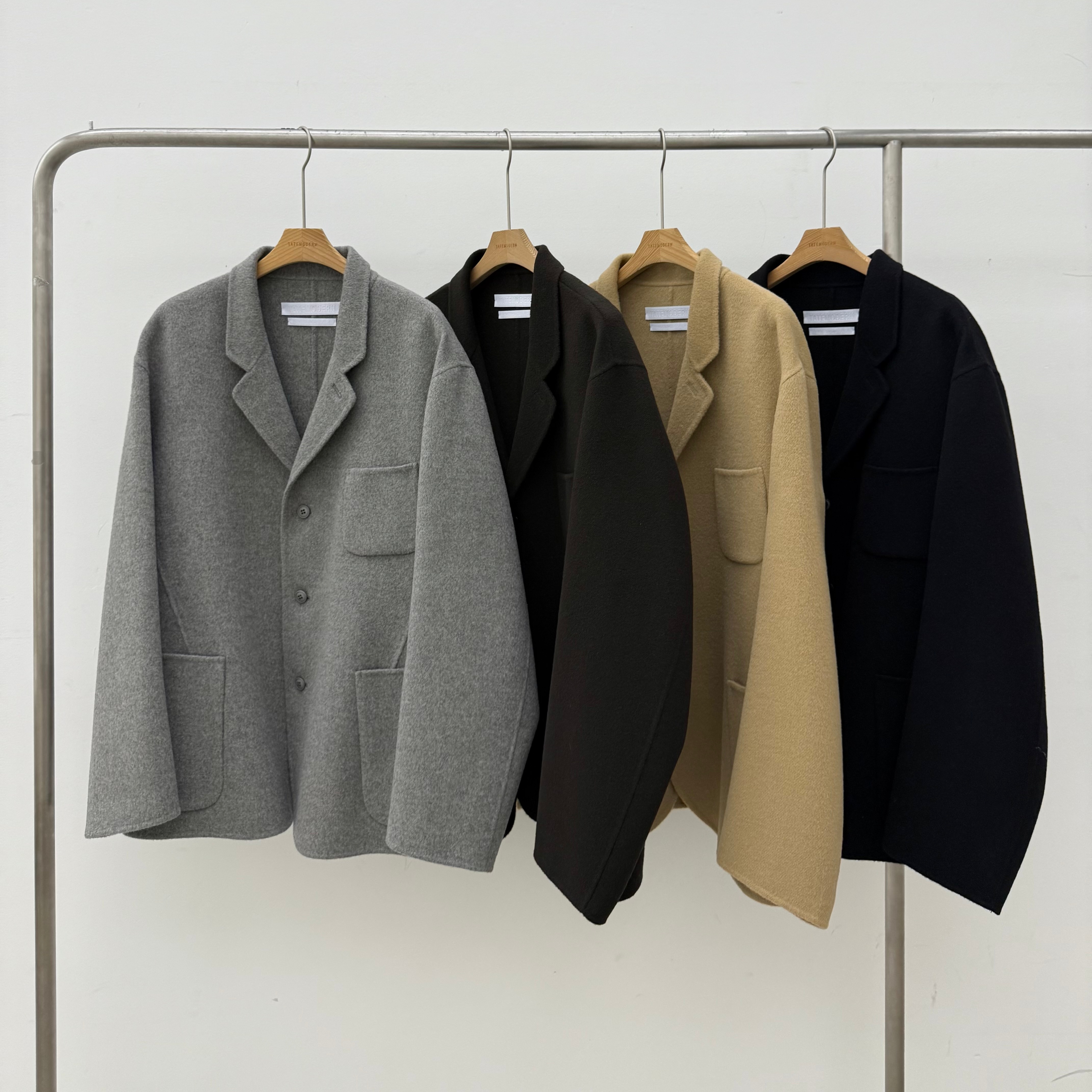 韩国男装工双面呢短款羊毛大衣