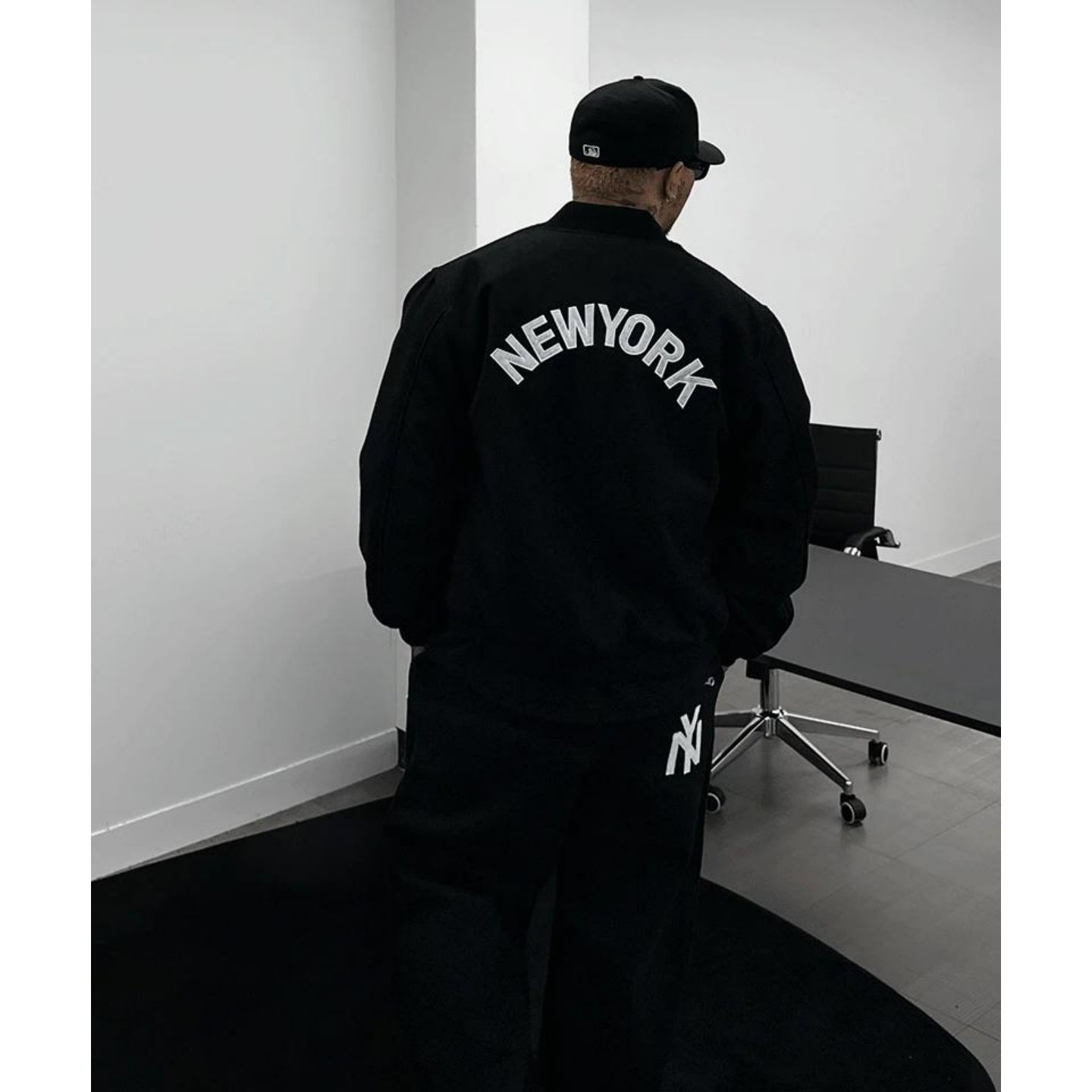 MRDONG韩国代购男装纽约字母刺绣棒球夹克棉外套羊毛混纺宽松廓形,男装,棉衣,淘宝优惠券,粉丝福利购,淘宝优惠卷