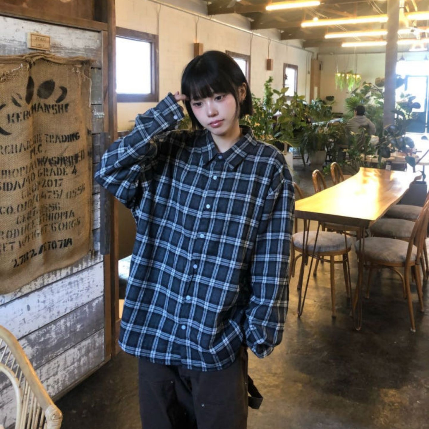 MRDONG韩国代购男女复古格纹长袖衬衫宽松版型春季单穿叠搭文艺感,男装,衬衫,淘宝优惠券,粉丝福利购,淘宝优惠卷