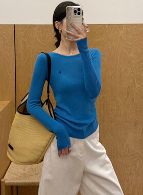 涤纶套头圆领长袖针织衫女