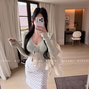 短款 针织衫 上衣女 纯欲辣妹撞色假两件长袖 十三行KIYOMI2026春新款