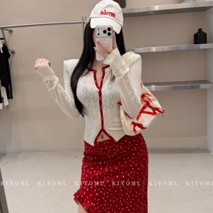 新款 针织衫 韩版 显瘦长袖 女 气质V领排扣短款 十三行KIYOMI2026春季