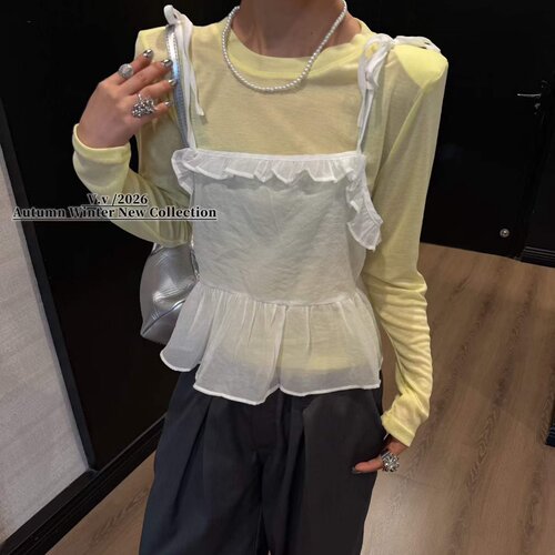 涤纶2026秋季T恤背心套装女