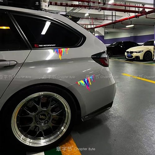 多巴胺彩色流体反光贴纸油漆车贴立体汽车遮挡划痕覆盖防水装饰贴