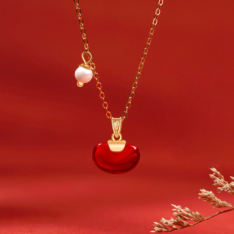 相思豆相思红豆项链女夏季纯银高级设计感小众锁骨链红玛瑙送女友在类目 饰品/流行首饰/时尚饰品新, 项链中 - 来自Buy2taobao.com提供专业的淘宝代购服务