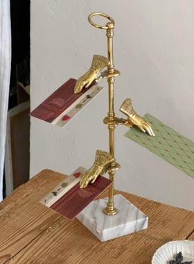 世界岛美国贵妇之手黄铜手账夹复古书签票据夹子摆拍道具书信夹