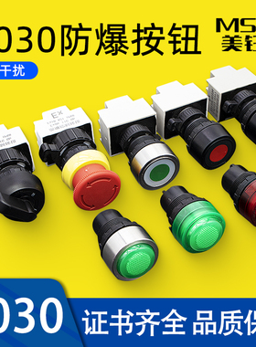 30mm防爆BA8030控制金属塑料按钮开关急停旋钮蜂鸣器指示灯24/220