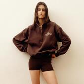 25早秋新款 卫衣 北美小众Sporty&Rich立领拉链胸字母印花抓绒女式