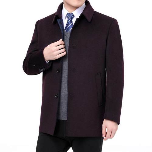 中年男86802装羊毛呢衣大加厚冬装外中年人中长款妮大衣爸套子爸