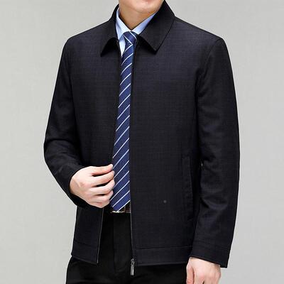 夹克外套中年爸SBI春秋商务夹休男士上衣冬季翻领羊毛闲克爸男款