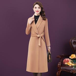 高端EYE品牌修身 妈妈外羊新绒大衣女秋中长款 毛呢子套 款 年冬装