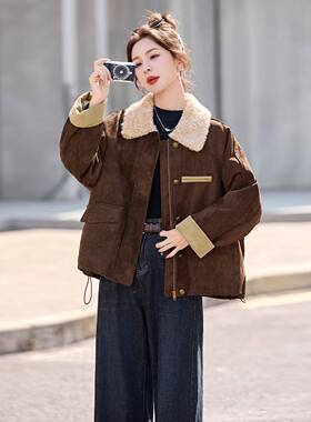 羽绒内胆接羔毛领外翻拼套女2CY8180-1羊025秋冬加厚保暖女式羽绒