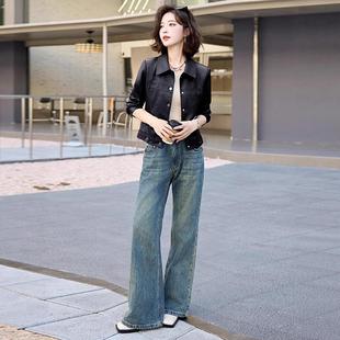 秋皮衣女短款绵BAO羊皮年春新款皮子夹克矮个韩季版修身小外套