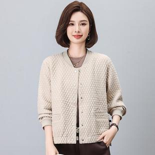 棒休球服外套女短款2025年秋季新款妈妈装头闲立春领菱夹格克ZDU2