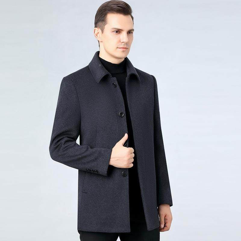 男双面羊绒大衣男224士冬0季新款中老年1809-ZZ翻领商务闲羊绒毛