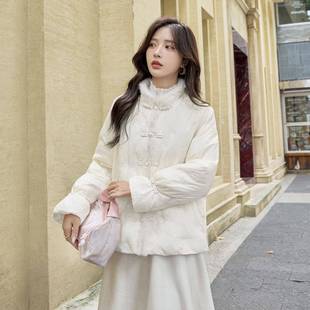 羽绒服202立5冬季新款外套短款中式盘口设新计感9ZHAN25990白鸭绒