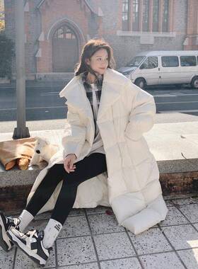 白色长款鸭羽绒服女冬2025高季感级超好看B182-916过膝90白绒保暖