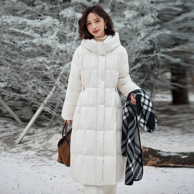 连帽羽绒服女冬季2尚025新款时洋气收显瘦外长款加厚白腰鸭绒ZSHU