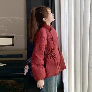 小个子收腰款 羽服女025新2冬季 设计本 663色高级绒感新中式 红b166