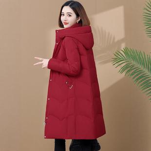 正品装撤柜款羽绒服女长过膝白鹅绒加73-8818厚品防寒服保暖牌妈