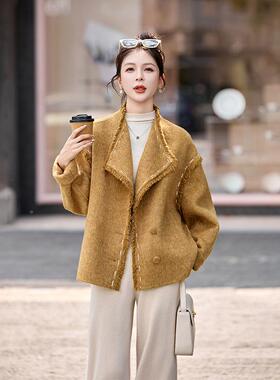 设2计感黑色双面呢大衣女款2秋05闲新款ZYI5135J冬韩版休高端羊毛