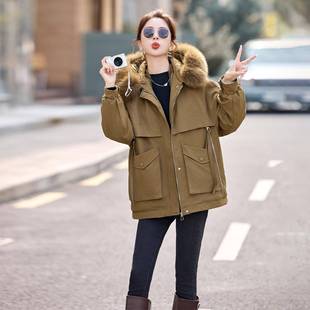 202冬季新款女装加厚派克宽松显瘦服中款加绒时尚外套 5CY9CY9107