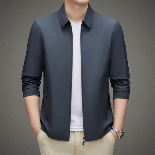 中年男士夹克衫秋w7-207季新品商务闲拉链简约休色翻领纯套爸外爸