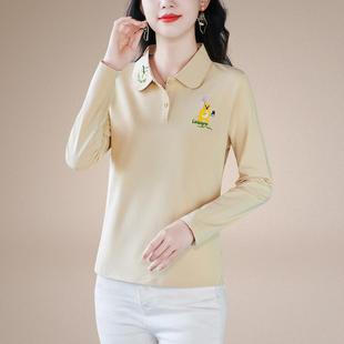 205秋p61-1660季新款女士长装袖T恤春秋女打底衫单件翻领上衣2olo