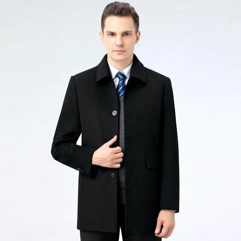 冬秋闲商务休可加厚脱卸鹅绒内胆双面羊绒中长款羊毛大衣风82288-