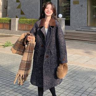 小个灰子气质韩中长款 系深超好看呢子大衣女2025冬新c103 248色款