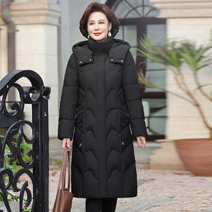 洋连帽过气膝妈妈装 新秋911 时尚 款 服外套 J2冬中老年羽绒女长款