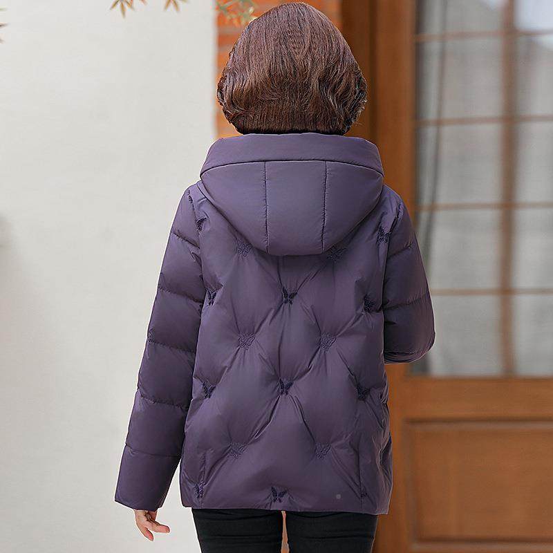 柜正撤新款品人冬季中老年女装妈妈白鹅绒羽绒服短款加厚冬装48-8