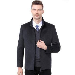 秋子冬装新ITM款中色年男式毛呢夹克闲纯立领羊毛呢茄克外套休男